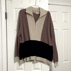 MADWELL COLORBLOCK QUARTERZIP SWEATER